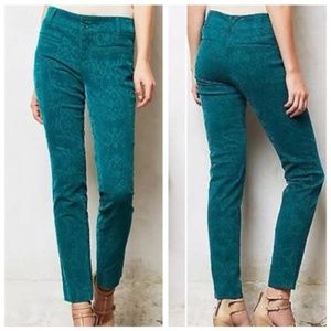 Anthropologie Charlie Ankle Brocade Velvet Pants
